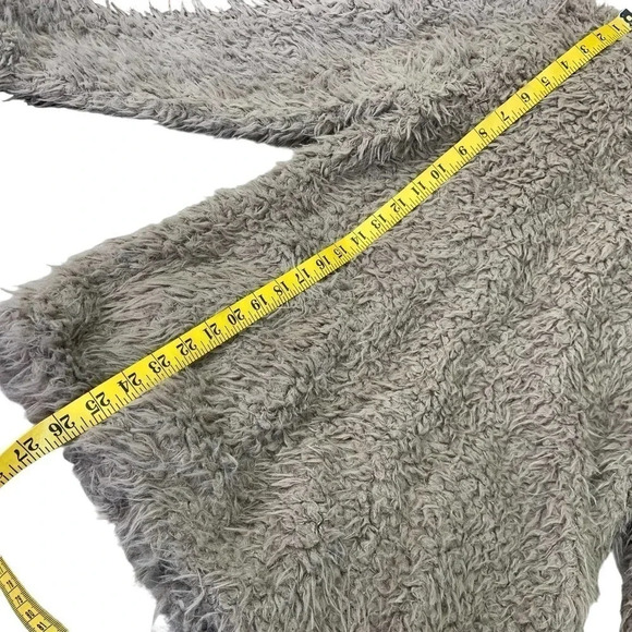 COUNTESS Faux Fur Fuzzy Zip Up Hooded Pea Coat Jacket Taupe Women Size M - Picture 14 of 16